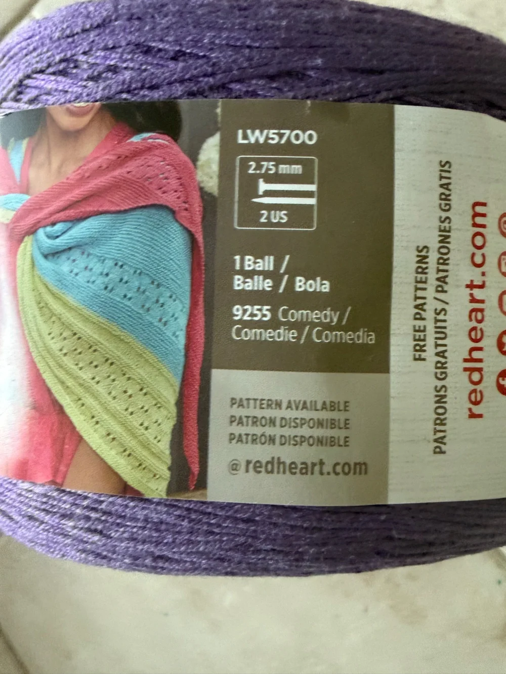 Red Heart It's a Wrap Lightweight Cotton-Acrylic Yarn - Purple/Pink - Drama